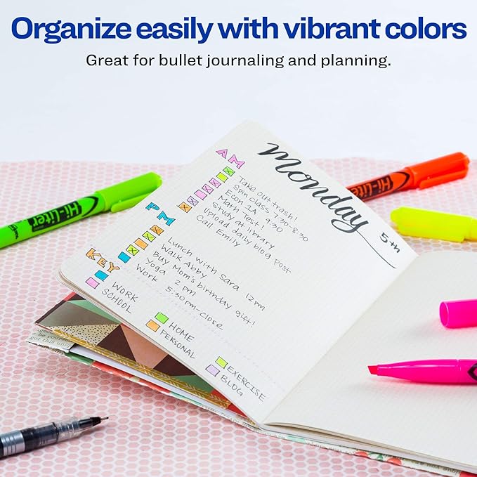 Avery Hi-Liter Pen-Style Highlighters, Smear Safe Ink, Chisel Tip, 6 Assorted Color Highlighters (23585)