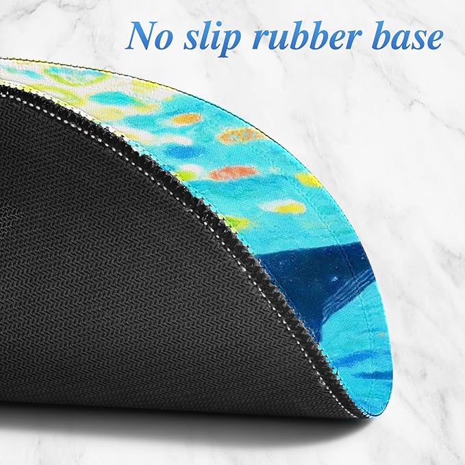 Round Mouse pad, high-end Texture, Sewn Edge Design, Anti-Slip Rubber Base. 8.6 x 8.6 inches (Blue Whale)