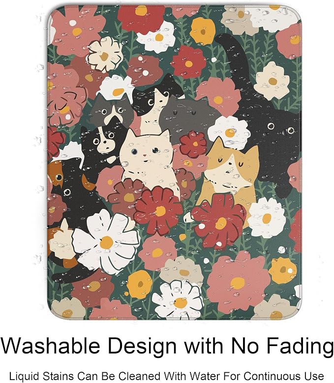 Cute Colorful Cats Square Mouse Pad,Anime Cat Mouse Pads for Wireless Mouse Desk Accessories,10"X8" Travel Mousepad with Non-Slip Rubber Base, Stitched Edge Mouse Pads for Desk,Computers,Laptop,Office