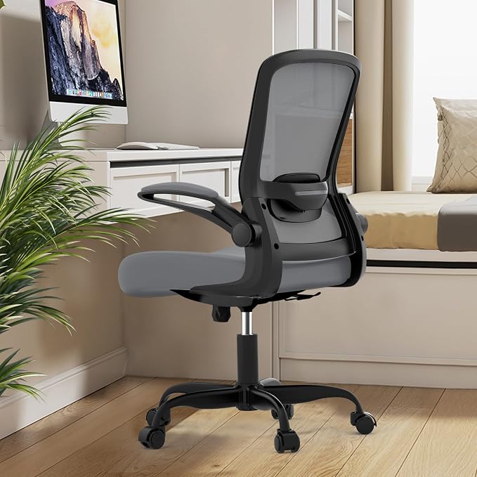 Mimoglad Ergonomic Office Chair - Desk Chair with Flip-up Armrests & 135° Recline, Adjustable Lumbar Support - Space-Saving Task Chair for Business/Team Office & Home | Supports 300 lbs · Seat 19.48"–23.4" · Breathable mesh · 20–30 min assembly · 5-yea...