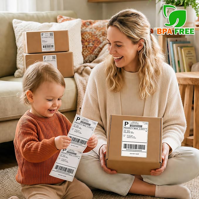 Phomemo 4x6 Thermal Shipping Labels 250 PCS Fanfold Labels for Address Mail | Compatible with JADENS/NULLTONEX/Nelko/KNAON/Phomemo/Rollo/MUNBYN/Omezizy/Rongta and Other 4x6 Label Printers, No BPA and BPS