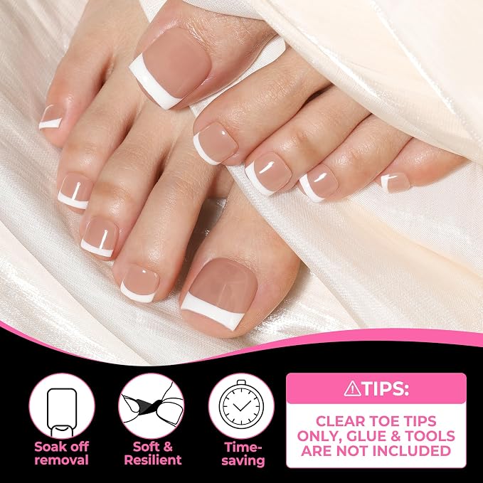 UNA GELLA Square Toe Nail Tips For Big Toe, 504Pcs 15Sizes Soft Gel Full Cover Toe Nail Tip Pre-buff Fake Acrylic Toes Nail Press Ons Soak Off Pedicure For Nail Extensions Home DIY Nails Salon