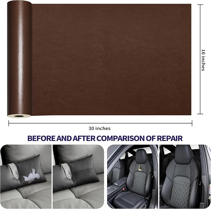 Besezx Leather Repair Patch Tape Kit, Self Adhesive Leather Repair for Furniture, Couch, Sofa, Car Seats,Office Chair,Vinyl Repair Kit.30inx16in