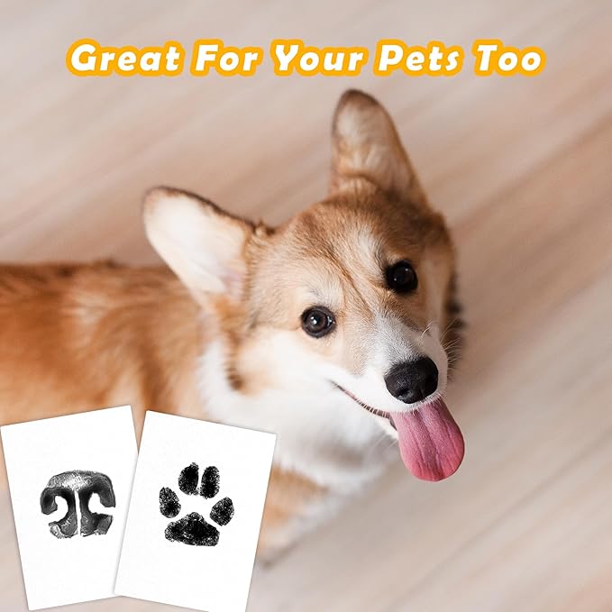 4-Pack Baby Inkless Hand and Footprint Kit Paw Nose Print Kit for Dogs Cats Pets Clean Touch Ink Pad for Baby Pets Newborn Keepsake Mess-Free Ink Pad