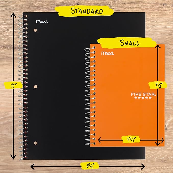 Five Star Spiral Notebook, 1 Subject, College Ruled Paper, 4-3/8" x 7", Small Size, 80 Sheets, Fights Ink Bleed, Water Resistant Cover, Sedona Orange (450048CD1-ECM)