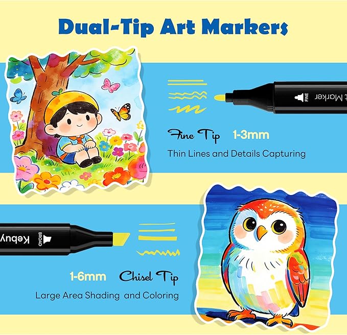 120 Colors Alcohol Art Markers Set, Dual Tips Blender for Drawing, Sketching, Coloring, Underlining, Professional Permanent Sketch Markers for Kids and Adults
