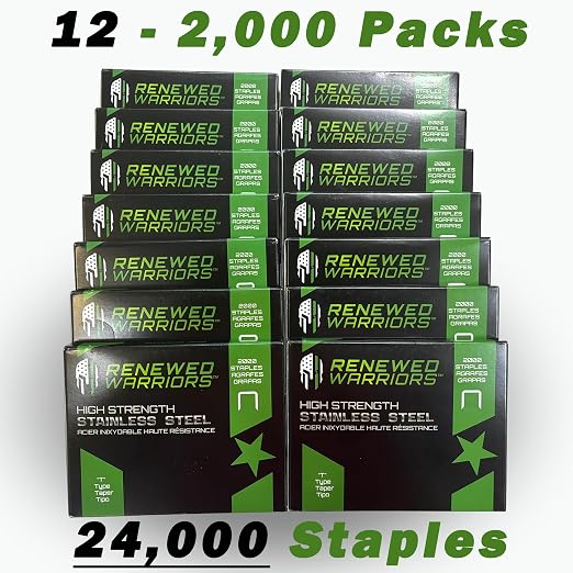 T50 Stainless Steel Staples Marine; T/50 Type (3/8" in Leg; 3/8" Crown) T-50 Staples - (12) 2000 Packs or 24000