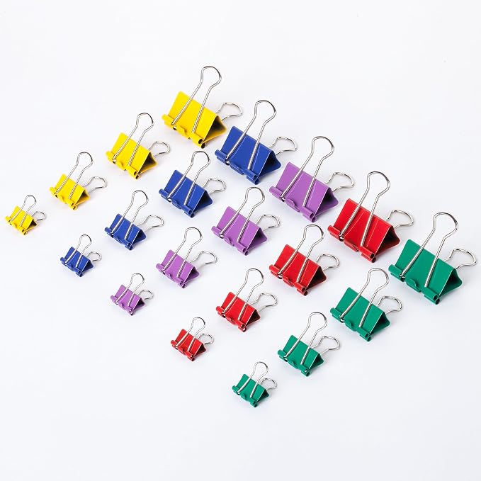 Mr. Pen- Metal Binder Clips, 100 pcs, Assorted Sizes | Colored Binder Paper Clips, Bulk Paper Clamps for Office Supplies, Home, School, Business, Document Organizing
