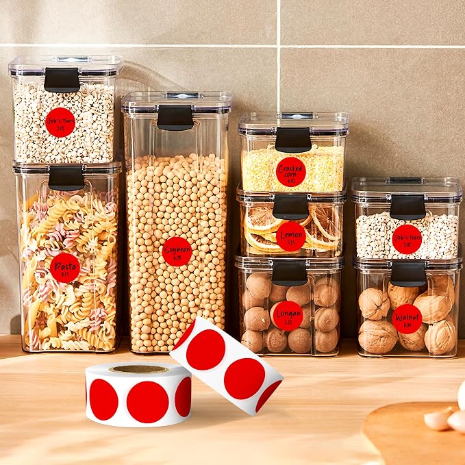 PARLAIM 3/4 Inch Color Coding Label Stickers,500PCS Circle Inventory Sticky Dots Sticker in Dispenser Box,Red Adhesive Round Dot Labels for Office Home (Red)