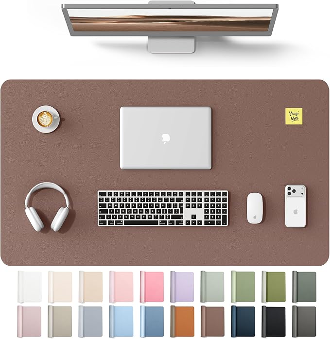 YSAGi Leather Desk Protector, Office Mat, Large Mouse Mat, Non-Slip PU Leather Blotter, Laptop Desk Mat, Waterproof Writing Pad for Office and Home(Chocolate, 40" x 24")