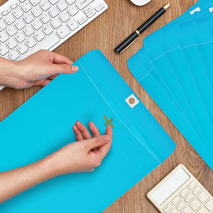 Geyee 20 Pcs 9 x 12 Inch Clasp Envelopes Letter Size Mailing Envelopes with Clasp Closure for Filing Storing Documents Office Home Business School (Blue)