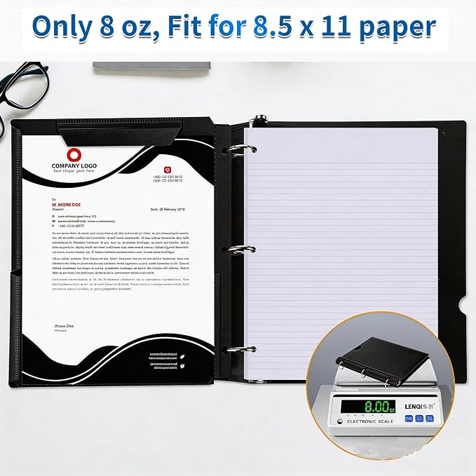 LETVPVOW 360° Pivotable 3 Ring Binder, Soft 1 inch Binders 3 Ring, Flexible Thin Soft Three Ring Binder Fits 8.5" x 11", for Home, School and Office-Black