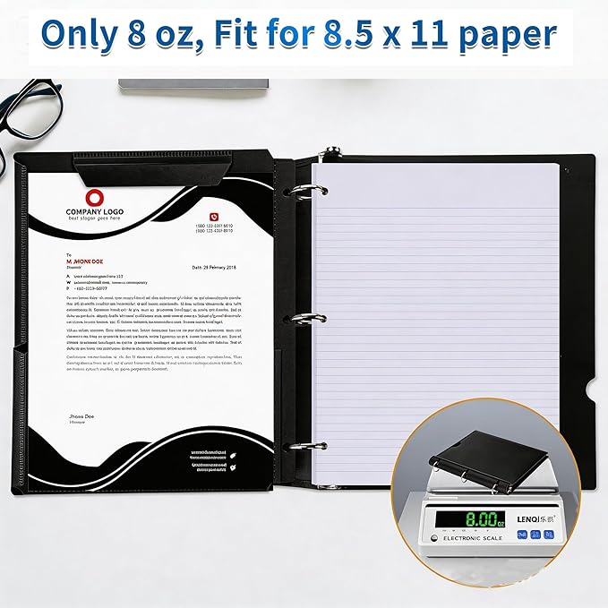 2 Pcs 360° Pivotable 3 Ring Binder, Soft 1 inch Binders 3 Ring, Flexible Thin Soft Three Ring Binder Fits 8.5" x 11", for Home, School and Office-Black