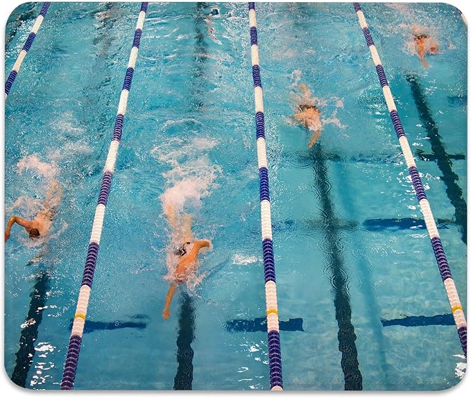 Olympic Swimming Pool Lanes Mouse Pad, Sports Competition Athlete Desk Mat | Cute Mousepad Stitched, Anti-Slip Base Smooth Surface, 9.5 x 7.9 Inches
