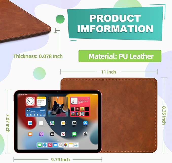 Mouse Pad, PU Mouse Pad，Leather Mouse Pad with Stitched Edge Micro-Fiber Base with Non-Slip Waterproof，Mouse Pad for Computers，Laptop, 8x11Inch (Shell Pink)