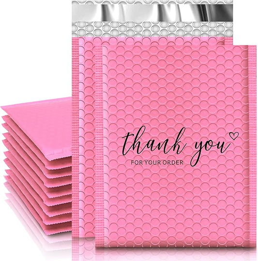 JinRuiKJ Bubble Mailers 8.5x12" 25 Pack, Padded Envelopes, Strong Adhesion Padded Mailers, Cushioning Padded Shipping Envelopes for Jewelry, Makeup - Pink