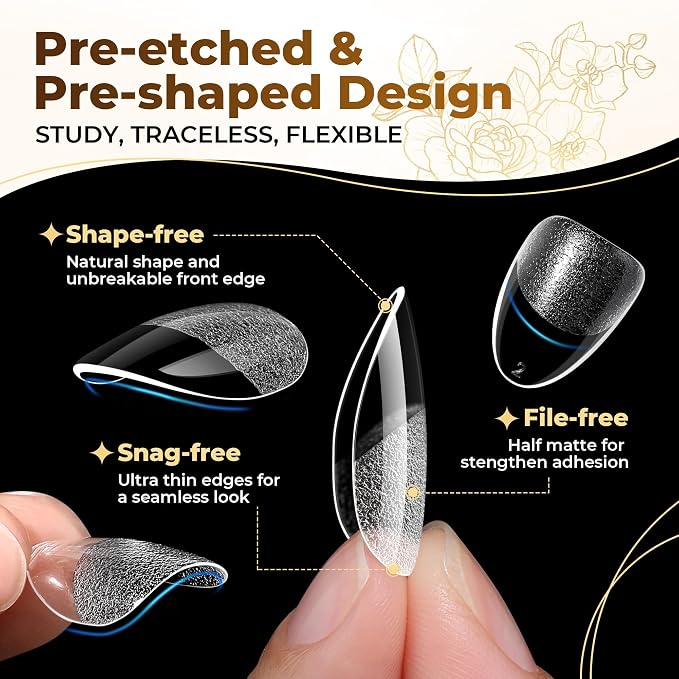 UNA GELLA Extra Short Almond Nail Tips Full Cover 504PCS Gel Nail Tips | XS Short Almond Shaped Nails Tips Soft Gel Clear Fake Nails Tip for Acrylic Nail Tip Home DIY Salon Nails 12 Sizes
