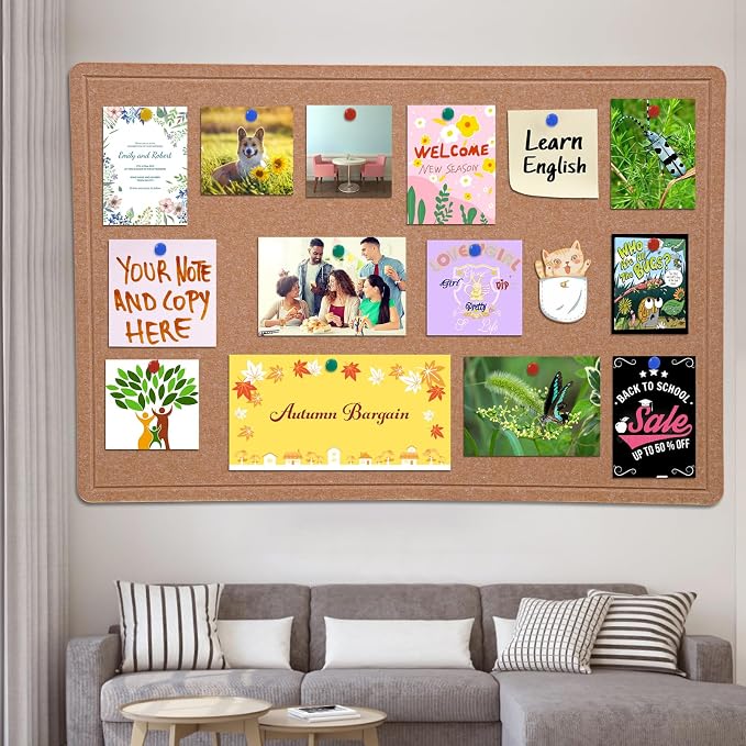 Large Bulletin Board 72" x 48" Felt Cork Board Pin Board, Ginger Yellow | Cork Board Alternative for Wall, Foldable Self-Adhesive Vision Board Prayer Board with Pushpins for Home Office Classroom