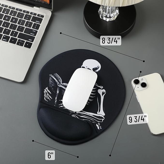 Mr. Pen- Ergonomic Mouse Pad with Wrist Rest, Grim Reader Design, Breathable Fabric with Memory Foam Cushion, Non-Slip Rubber Base, Gel Mouse Pad with Wrist Support