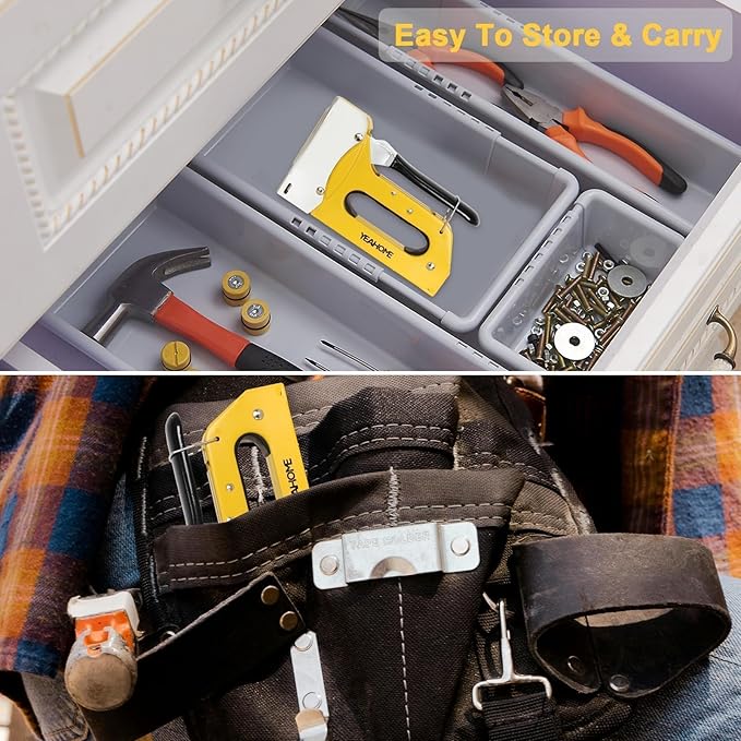 YEAHOME T50 Heavy Duty Staple Gun Kit, Upholstery Staple Gun with 6000 T50 Staples of 1/4, 3/8, 1/2 Inch, Manual Stapler Gun for Wood, Crafts, Wall, DIY & Professional Use
