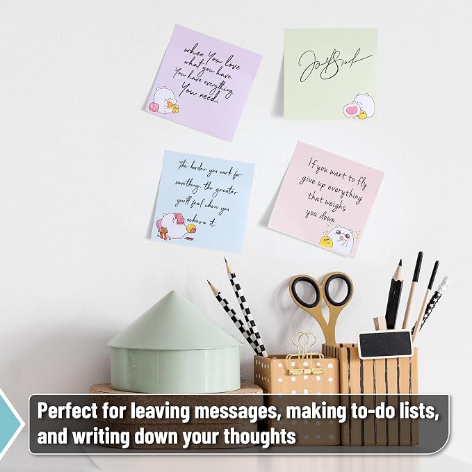 Mr. Pen- Aesthetic Sticky Notes, 3"x3", 8 Pads, 400 Sheets, 4 Designs | Cute Bear Sticky Notes, Self-Stick Note Pads Aesthetic, Perfect for Office, School, Home, Study & Organization