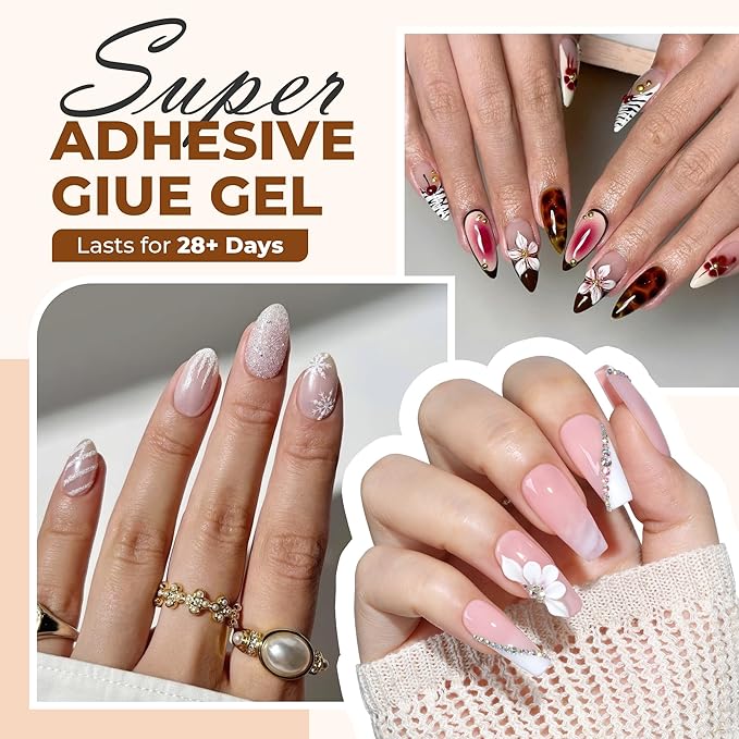 UNA GELLA Super Strong Nail Glue: 2Pcs*10ml Semi Solid Nail Glue for Press Ons No Lamp Needed 10s Quick Drying Solid Nail G lue Gel Upgraded for Acrylic Fake Nails Extension Long Lasting