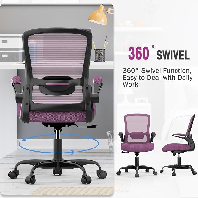 Ergonomic Office Chair w/Adjustable Lumbar, Flip Armrest, 135° Recline | Supports 300 lbs · Seat 19.48"–23.4" · Breathable mesh · 20–30 min assembly · 5-year warranty