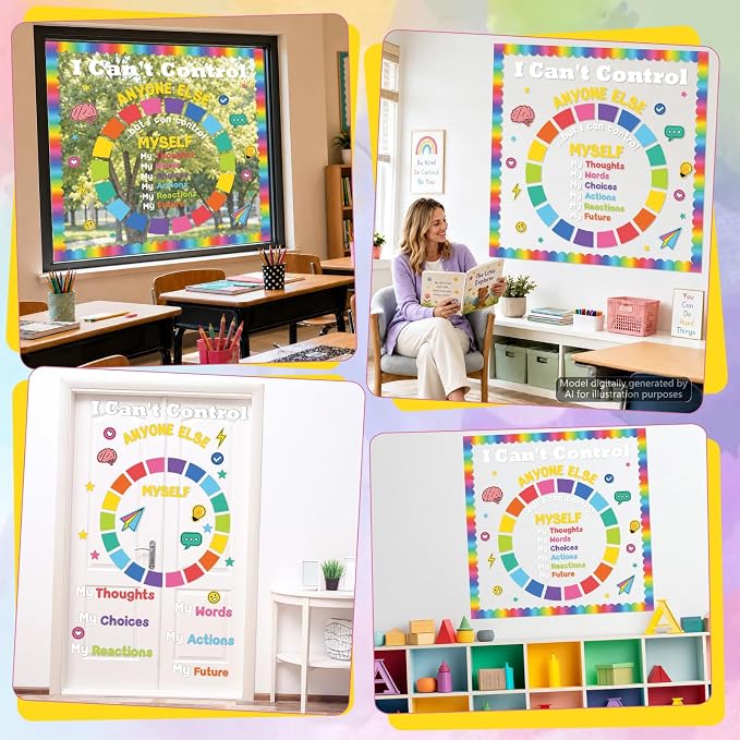 I Can't Control Anyone Else But Myself Bulletin Board Decorations Mental Health Bulletin Board Set Positive Growth Mindset Paper Cutouts for Teachers Back to School Classroom Office Decor Supplies