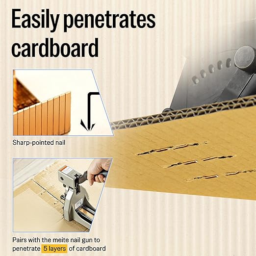 meite Carton Closing Staples 16 Gauge 1-3/8" Wide Crown 3/4" Leg Copper-Coated Carton Staples for Pneumatic or Manual Box Stapler Gun - Cardboard Closer Packaging (3,200PCS)