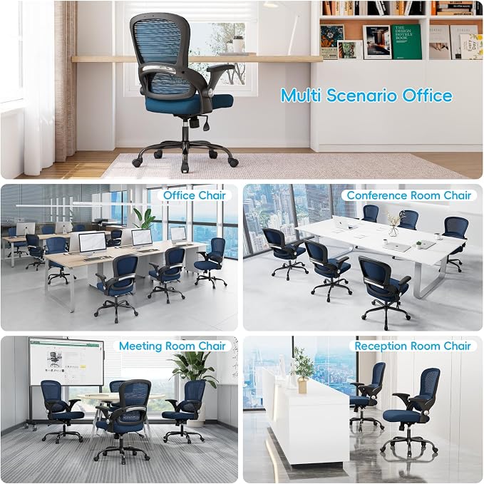 TRALT Office Chair - Ergonomic Office Chair with Back Support for Adults | Home Office Desk Chair with Lumbar Support - Ergonomic Mesh Chairs 330 lb Wide Seat for Work, Office, Gaming(Dark Blue)