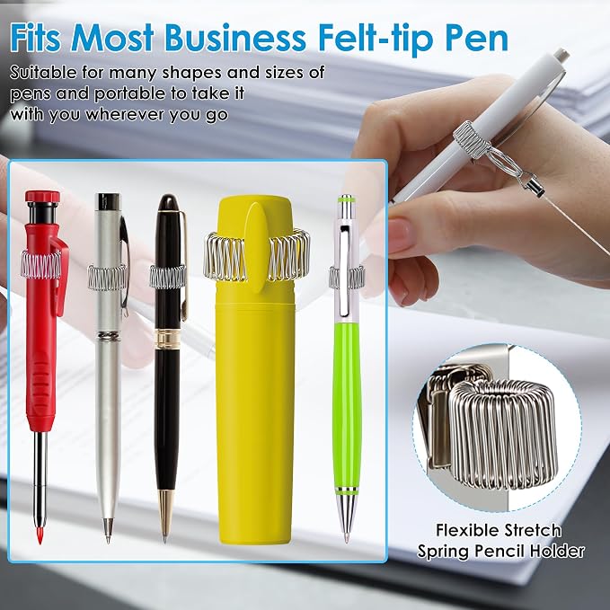 2 Pcs Heavy Duty Retractable Pull Pen Pencil Holder, 27.5 Inch Pen Lanyard Retractable with Belt Clip and Key Ring, Stretch Spring Pencil Holder for Carpenters, Construction Workers, Nurses, Waiters