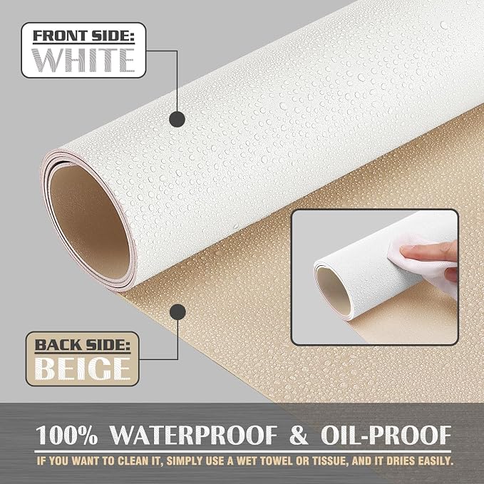 K KNODEL Extra Large Desk Mat, Leather Mouse Pad (35.4"x17", White) | Desk Pad, Keyboard Pad, Computer and Laptop Mat, Desktop Protector and Cover, Writing Pad and Blotter for Home Office