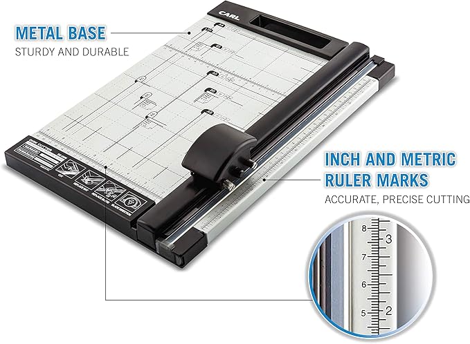 Carl 12 inch DC-200N Premium Rotary Paper Trimmer, Metal Base, 15 Sheet Cutting Capacity.