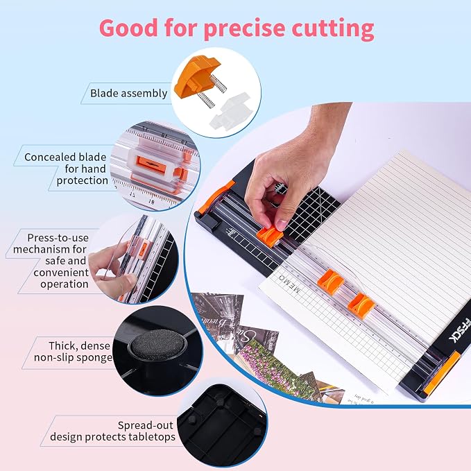 A4 Paper Cutter Slider 12 Inch Paper Trimmer Photo Cutter, Black | Small Paper Cutter for Classroom Scrapbooking Cutter, Cutter Sliding