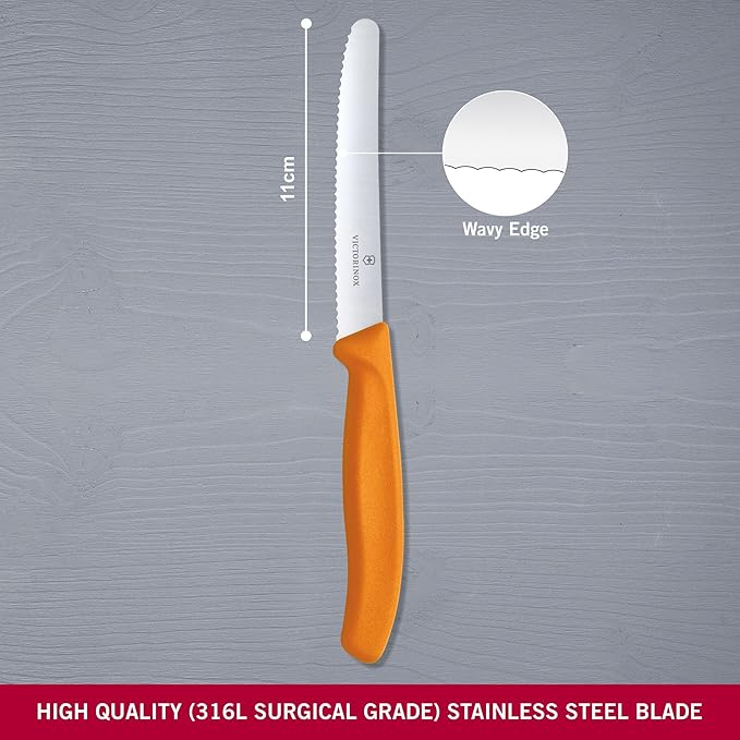 Victorinox VIC-6.7836.L119 Swiss Classic Utility - Colored 4½" Serrated Round Blade ¾" width at handle Orange, Multicolor