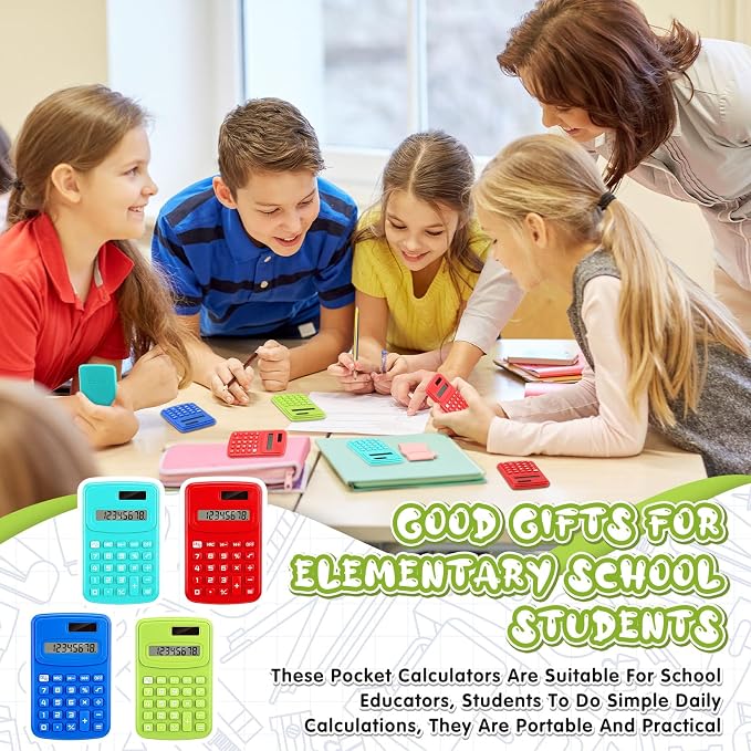 LEIFIDE 36 Pack Pocket Calculator Small Bulk Basic 4 Function Calculator 8 Digit Display Battery Powered for Desktop Home Office School Student Kids (Classic Colors)