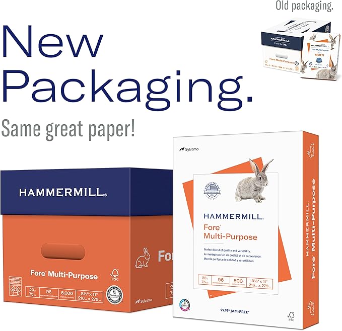 Hammermill Printer Paper, Fore Multipurpose 20 lb Copy Paper, 11 x 17 - 5 Ream (2,500 Sheets) - 96 Bright, Made in the USA, 103192C