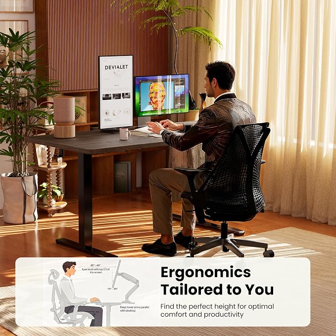 ErGear Height Adjustable Electric Standing Desk, 32 x 19 Inches Sit Stand up Desk, Memory Computer Home Office Desk, Dark Walnut