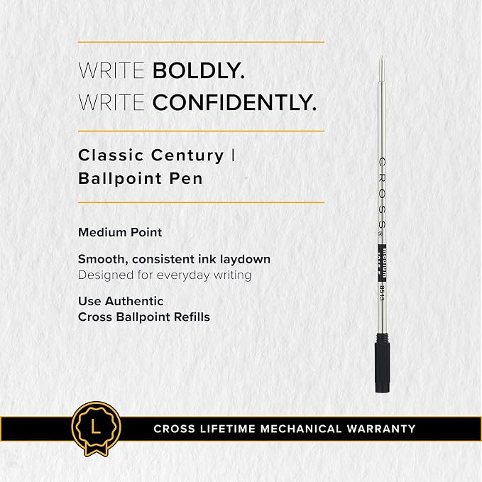 Cross Classic Century Translucent Blue Lacquer Ballpoint Pen, Black Ink | Refillable Ballpoint Pen for Effortless Writing, Durable Construction, Premier Distinctive Look, Gift-Ready, Medium Point