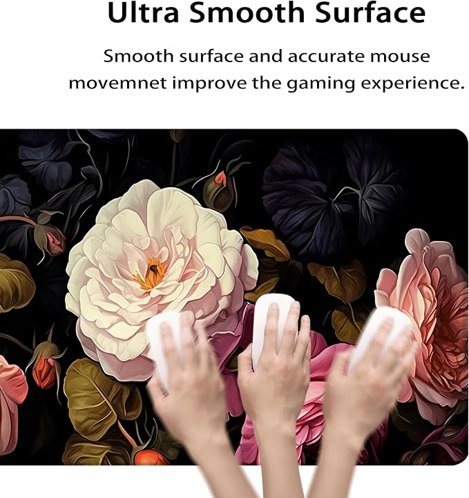 35.4 x 15.7 in, Waterproof XXL Large Mouse Pad for Desk, Extended Keyboard Mouse Mat for Computer Office, Big Laptop Mouse pad, Gaming Pc-Vintage Roses