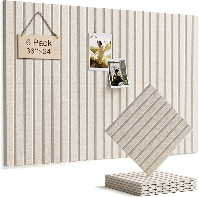 Felt Bulletin Board 36"×24" Cork Board with 30 Adhesive Tab Oatmeal | 6 Pack Cork Boards for Office, Pin Boards For Walls, Use in Bedroom Home Classroom Decor