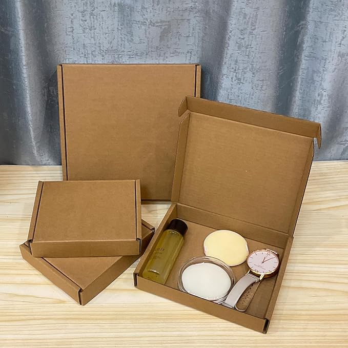 8x4x1 inch Small Shipping Boxes 50 Pack, Brown Kraft Corrugated Cardboard Mailer Boxes Bulk for Packaging Business Mailing Gift，Mini Mailer Boxes for Packaging Supplies
