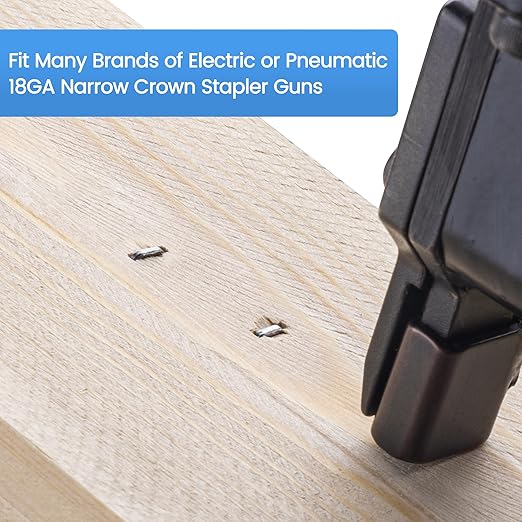 meite 18 Gauge 1/4-Inch Narrow Crown Staples, Assorted 5 Sizes (1/2", 3/4", 1", 1-1/4", 1-1/2" Each Size 480 Counts). Galvanized Staples for Heavy Duty and Upholstery, 5 Sizes Project Pack