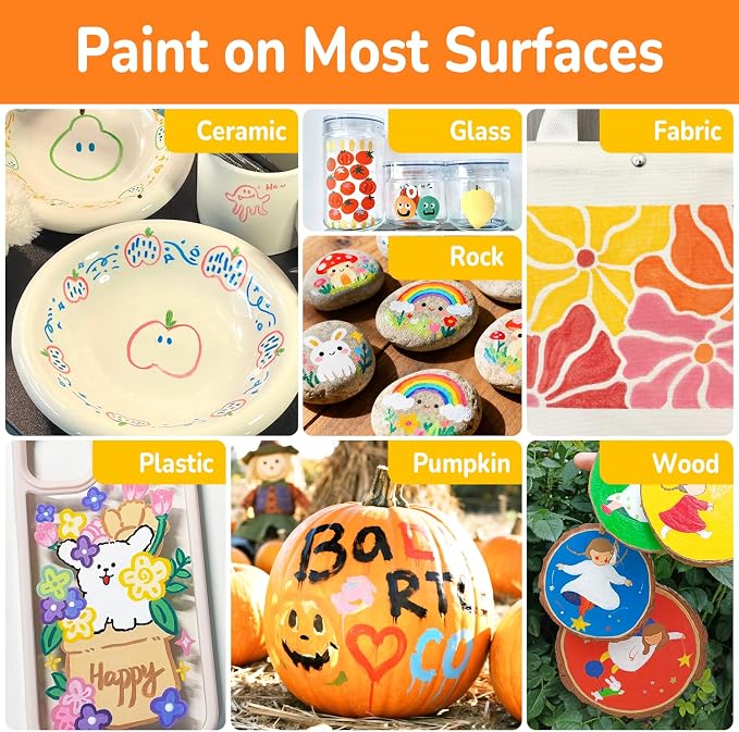 WINSONS Acrylic Markers, 60 Dual-Tip Paint Pens for Rock Painting, Colouring Books, Mugs, Canvas Shoes, Metal, Scrapbooking - Quick Dry, Brush & Fine, Drawing Markers