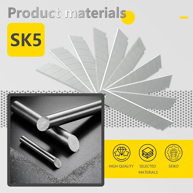 25mm Heavy Duty Utility Knife,10pcs SK5 Snap-Off Blades,Retractable Lock Box Cutter with Anti-Slip Rubber Grip for Office DIY