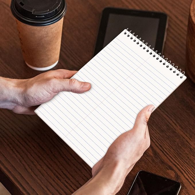 SUNEE 2 Pack Steno Pads 6x9, Gregg Rule, 60 Sheets, Spiral Notebook 6x9, White Paper, Take Notes with Top Spiral Notebook, for School, University, College, Work, Office, Black