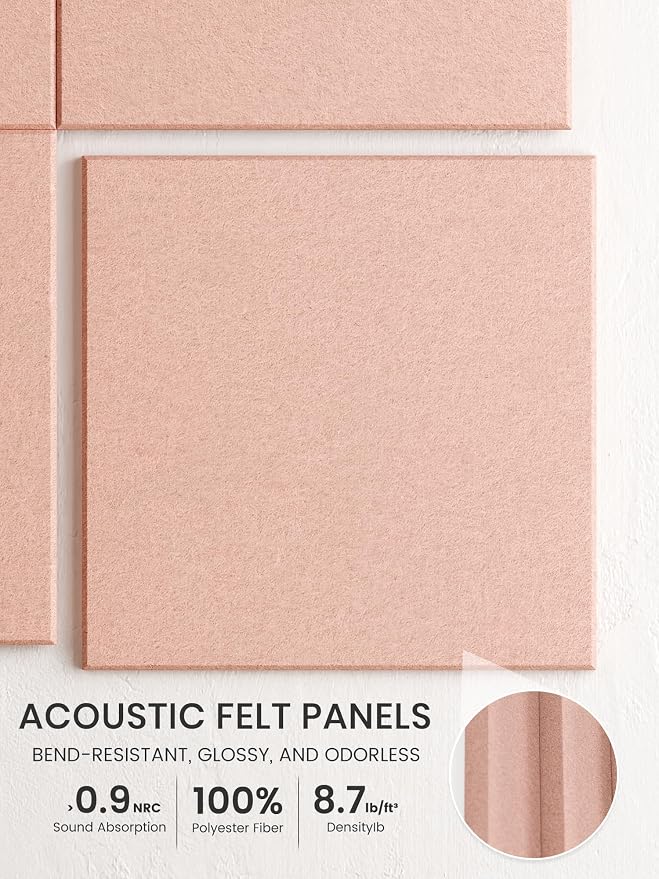 Bumusty 48"x 36" Large Felt Bulletin Board Tiles, Pink | 12-Pack Cork Board Alternative, Wall Decor, 30 Pushpins, 60 Adhesive Tabs, Vision Board, Office, Classroom, Home, Dorm