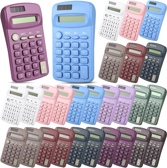 Flutesan 30 Pack Pocket Calculator,Multicolor | Mini 4 Function Calculators, for Students Kids, Small Battery Powered Bulk, Basic Handheld, for School Classroom Home Office