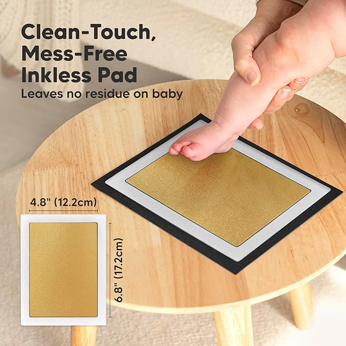 1-Pack Inkless Baby Hand and Footprint Kit - Mess Free Ink Pad for Newborn Keepsake, Dog Nose & Paw Print Kit, Clean Touch Ink Pad for Baby Hand & Footprints, Ideal New Mom Gifts (Gold, Jumbo)