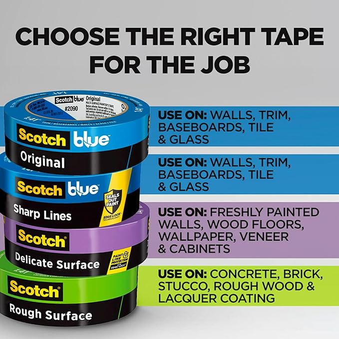 ScotchBlue Original Multi-Surface Painters Tape, 3 Inch Wide (2.83 In. x 60 Yds) 1 Roll, Blue Paint Tape Protects Surfaces and Removes Easily, Masking Tapes for Indoor and Outdoor Use (2090-72NC)